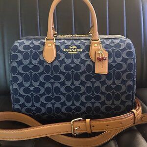 Coach Outlet 2025 Denim Rowan Large Satchel Bag In Signature Canvas